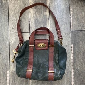 Fossil Shoulder Bag in Emerald Green Leather